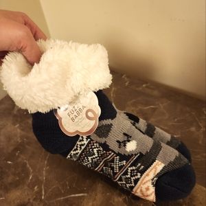Fuzzy Babba NWT Critter Short Cozy Warmer Slipper Socks with faux fur trim Koala